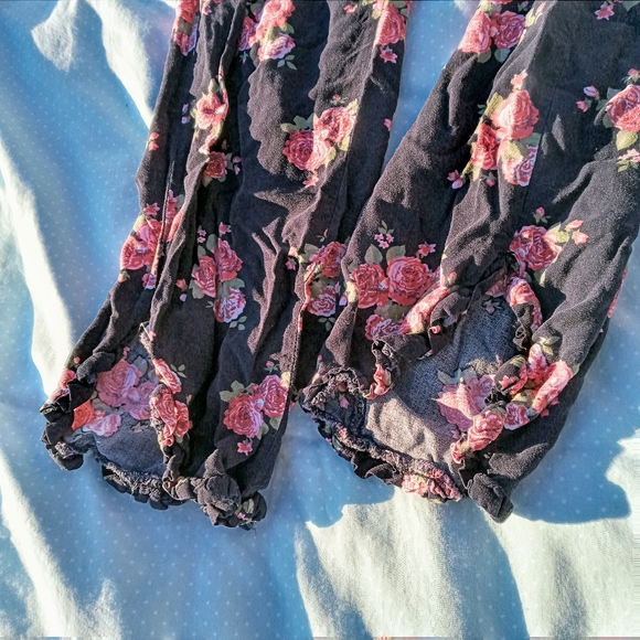Tahari rose print, navy blue loose fitting pants - Picture 3 of 4